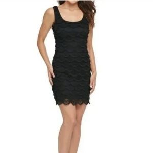 Guess Los Angeles Black Sleeveless Eyelash Fringe Cocktail Sheath Dress - Size 8
